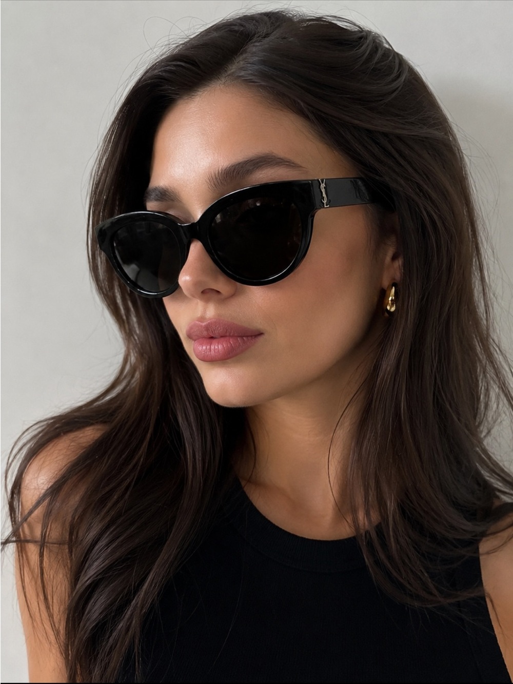 Yves Saint Laurent Black Cat-Eye Sunglasses